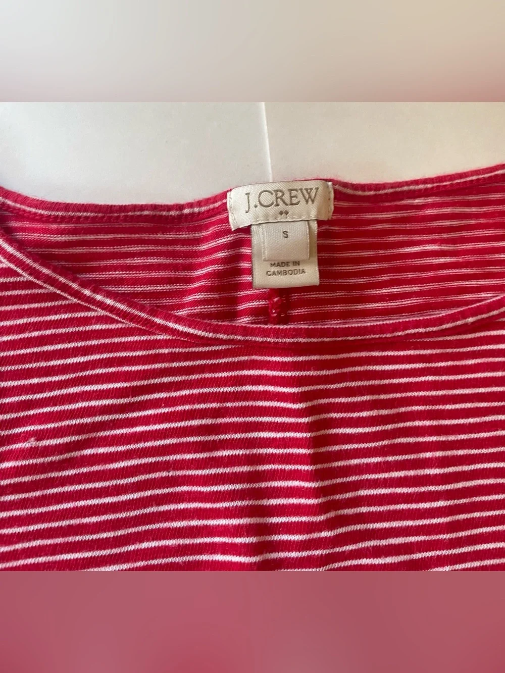 J. Crew Preppy Red and White Stripe Long Sleeve Top
